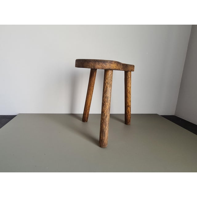 Vintage French Wooden Tripod Stool, 1950 For Sale - Image 10 of 11