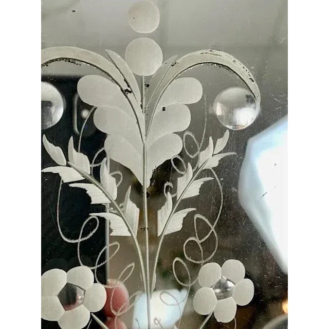 Vintage 1920 Etched Carved Mirror Sconces - Pair For Sale - Image 10 of 12