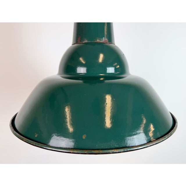 Industrial French Petrol Enamel Pendant Lamp from Sammode, 1950s For Sale - Image 4 of 18