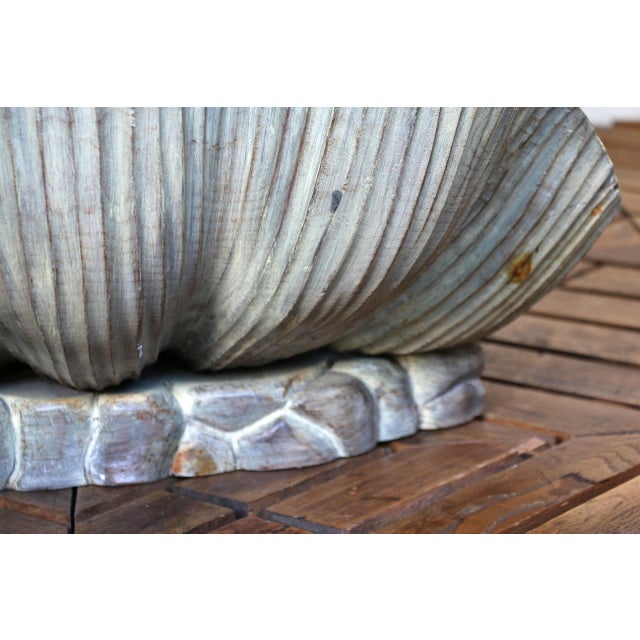 Vintage Italian Carved Wood Shell-Form Coffee Table With Glass Top, 1970s For Sale - Image 17 of 18
