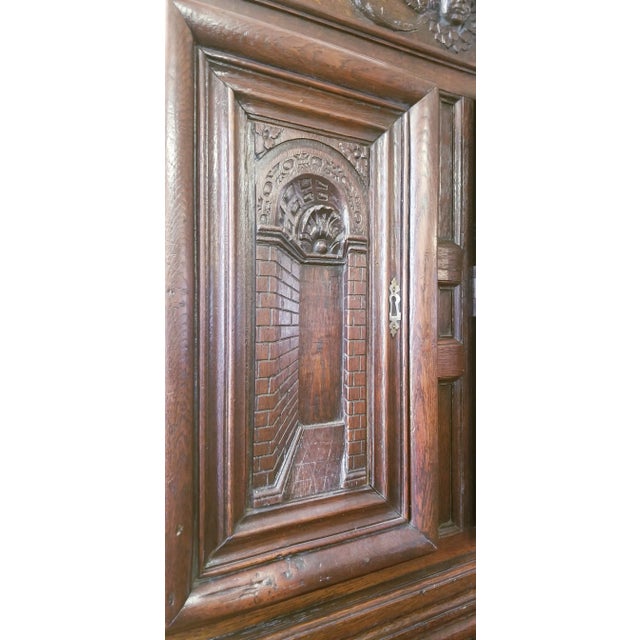 17th Century 17th Century Continental Carved Oak Cabinet For Sale - Image 5 of 13