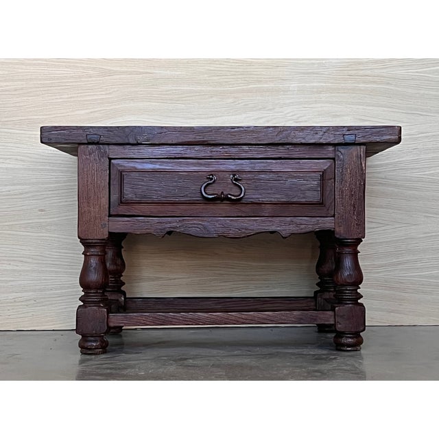 Rustic Late 19th Century Rustic Artisan Made Pyrenees Mountains Side Table End Table For Sale - Image 3 of 12