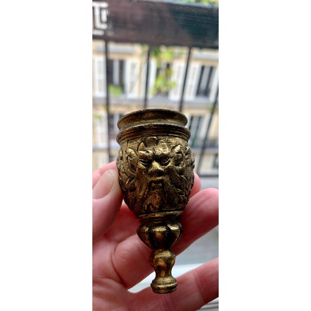 Antique French Green Man Bronze Chandelier Lamp Finials - a Pair For Sale - Image 9 of 9