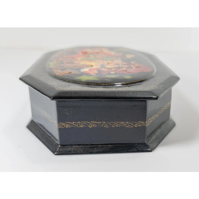20th Century Russian Palekh School Lacquer Painted Box For Sale - Image 10 of 12