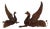 19th Century Bronze and Wrought Iron Andirons Featuring Griffins, 1880, Set of 2 For Sale