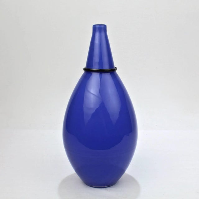 Lino Tagliapietra Blue Murano Glass Vase by Tagliapietra & Angelin for Effetre International, 1985 For Sale - Image 4 of 9