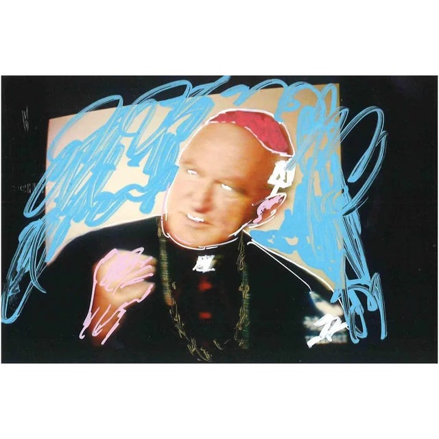 Contemporary Mario Schifano, The Cardinal, Mixed Media on Photograph, 1990s For Sale - Image 3 of 3