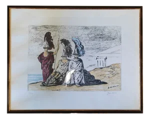 Giorgio De Chirico, The Warriors Returning from Troy, 1966, 4 Color Lithograph on Paper
