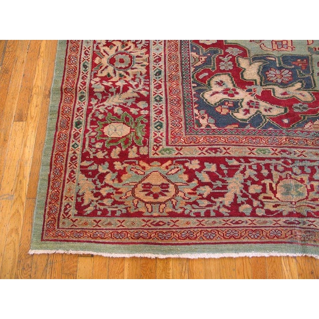 Persian Beautiful Light Blue Background Late 19th Century Antique Persian Sultanabad Rug For Sale - Image 3 of 4