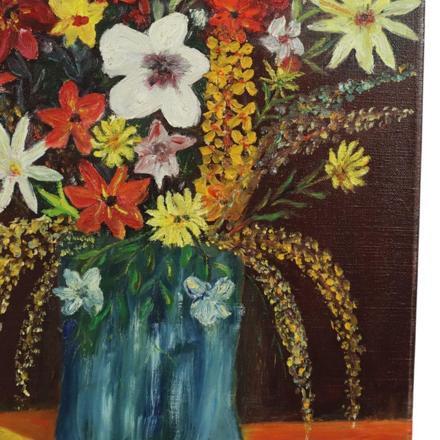 R. Aerdbeyde, Flowers with Hat, 1970s, Painting on Canvas For Sale - Image 9 of 12