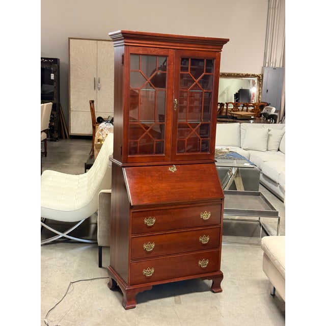 Traditional Vintage Jasper Cabinet Co. Secretary Desk + Hutch For Sale - Image 3 of 12