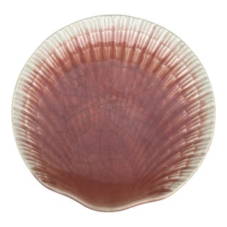 19th Century Small Majolica Shell Plate Sarreguemines For Sale