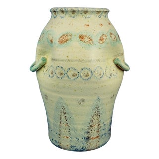 Majolica Terracotta Vase with Primitivist Geometric Decoration from Italica Ars, Italy, 1920s For Sale