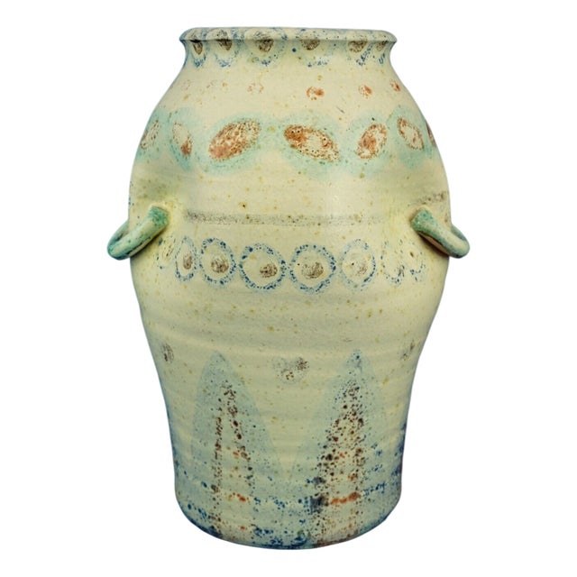 Majolica Terracotta Vase with Primitivist Geometric Decoration from Italica Ars, Italy, 1920s For Sale