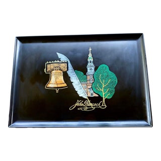 Vintage Couroc Bicentennial Tray – John Hancock, Liberty Bell & Independence Hall Inlay – Monterey California For Sale
