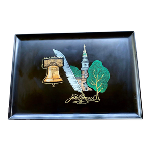 Vintage Couroc Bicentennial Tray – John Hancock, Liberty Bell & Independence Hall Inlay – Monterey California