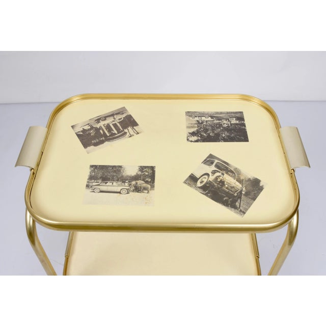 Mid-Century Italian Golden Aluminum & Formica Bar Cart, 1950s For Sale - Image 10 of 18