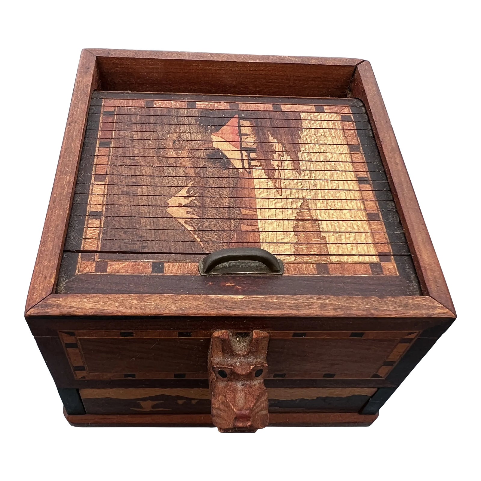 1940s Mid Century Japanese Roll Top Mechanical Cigarette Box