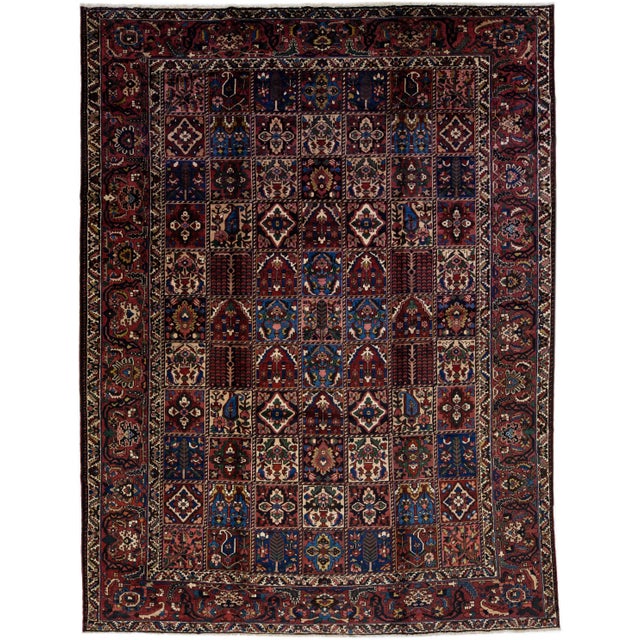 Textile 1920s Handmade Antique Persian Bakhtiari Wool Rug With Allover Multicolor Design For Sale - Image 7 of 7