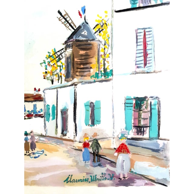 (after) Maurice Utrillo Inspired Village of Montmartre Pochoir with printed signature Edition of 490 Dimensions: 39 x 30...
