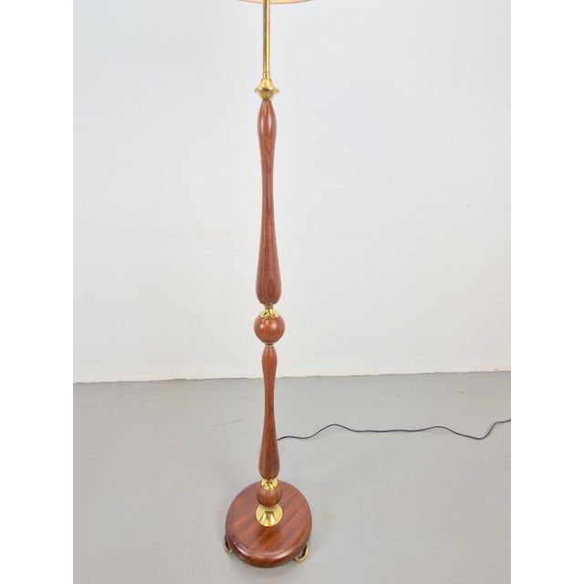 Wood Vintage Scandinavian Floor Lamp in Teak and Brass, 1960s For Sale - Image 7 of 8