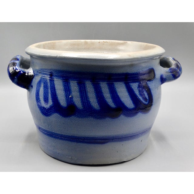 Late 19th Century Antique American Salt Glazed Crock For Sale - Image 5 of 8