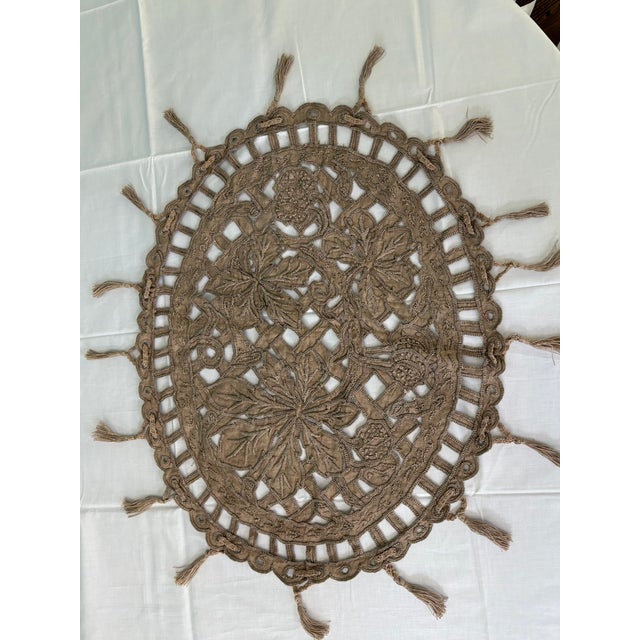 Italian 2 Italian Antique Doilies Hand Embroidered For Sale - Image 3 of 8
