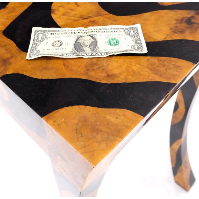 Modern Tiger Pattern Tessellated Stone Cabriole Legs Console Sofa Table For Sale - Image 9 of 13