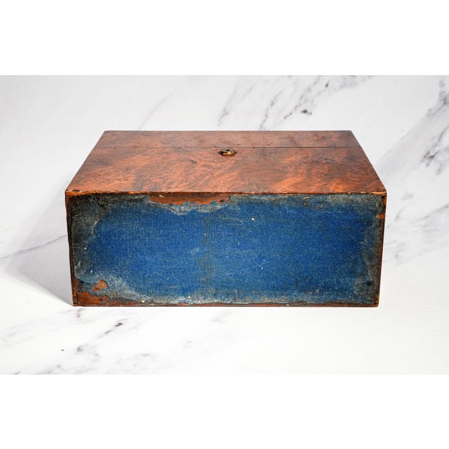 Stunning 19th Century Antique Victorian English Burl Wood 3-Decanter Box With Bramah Lock & Cut Crystal Decanter Luxury Home Decor Barware For Sale - Image 17 of 18