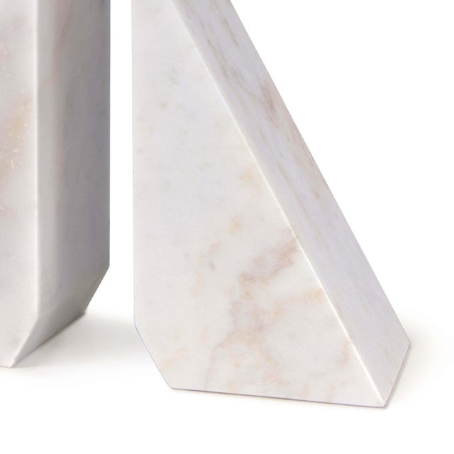 Regina Andrew Othello Marble Bookends in White - A Pair For Sale - Image 4 of 5