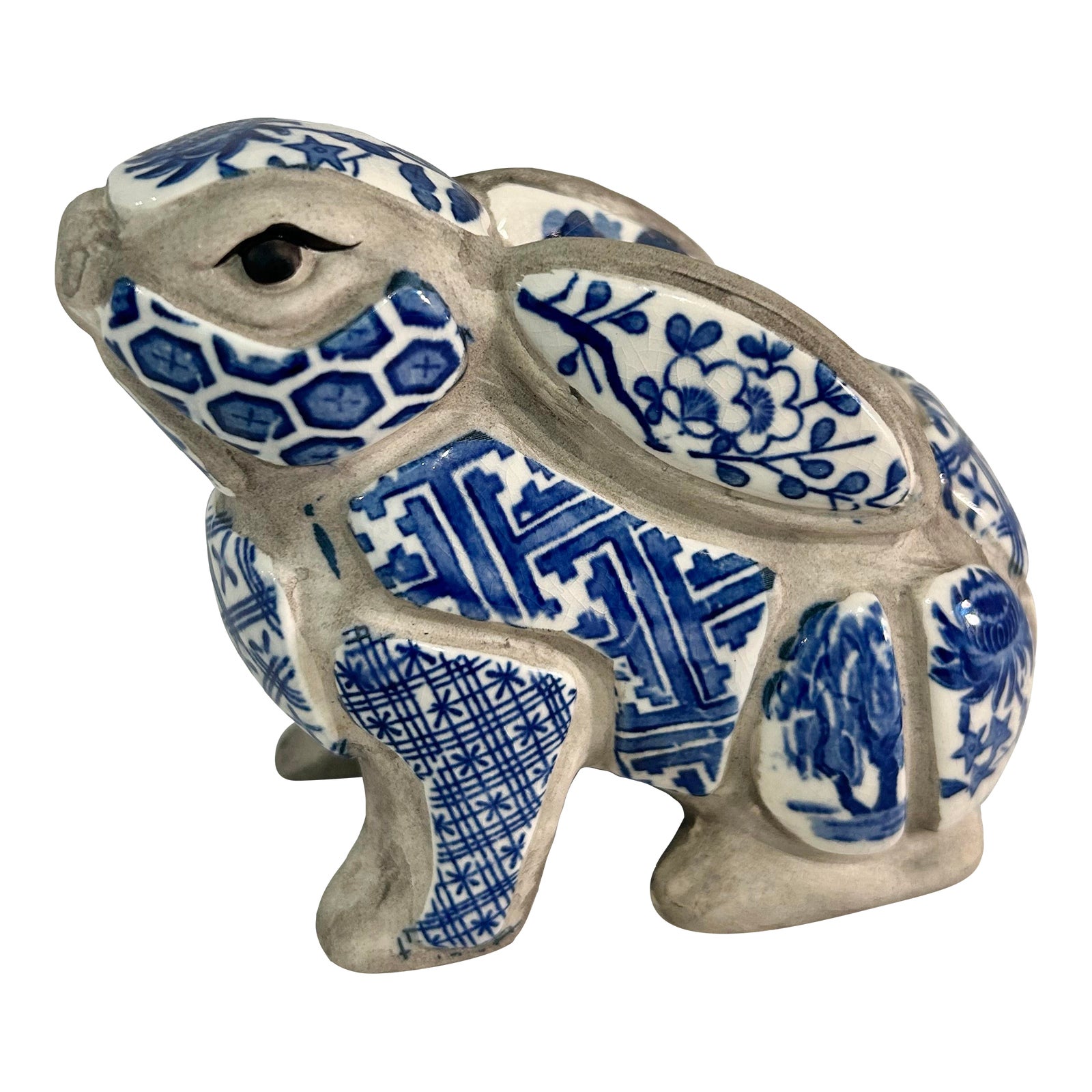 1980 Nancy Lopez Blue and White Bunny Rabbit Porcelain Candle Holder ...
