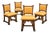 Brutalist Oak Dining Chairs with Leather Seats, 1960s, Set of 4 For Sale