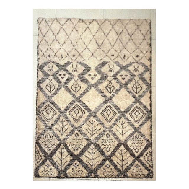 This rug was handmade in India.