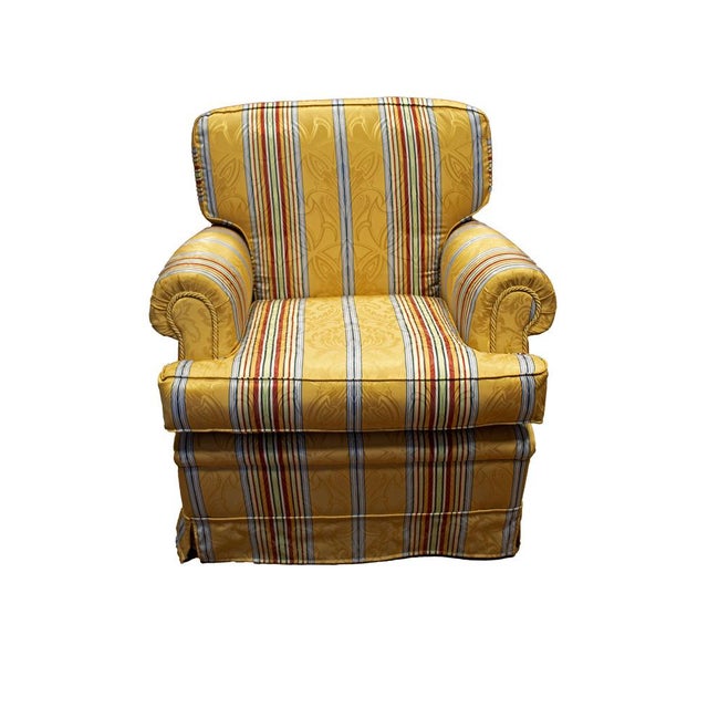 Wood Italian Armchair with Liberty Striped Fabric, 1990s For Sale - Image 7 of 7