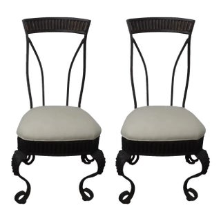 Pair of Italian Wrought Iron Garden Chairs For Sale