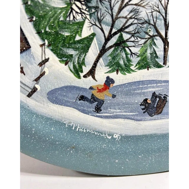 1995 Signed Hummel Hand-Painted Winter Village Folk Art Lazy Susan For Sale In Louisville - Image 6 of 12