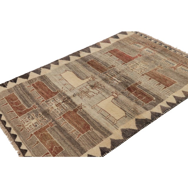 Rug & Kilim Vintage Gabbeh Persian Rug With Beige-Brown Animal Pictorials - Rug & Kilim For Sale - Image 4 of 9