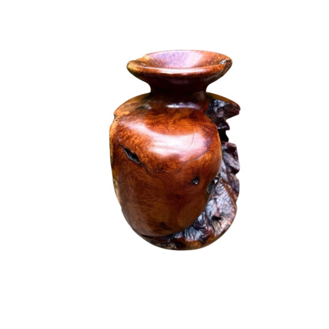 1980s Vintage Large Burlwood Hand Turned Brutalist Art Vase For Sale - Image 5 of 10