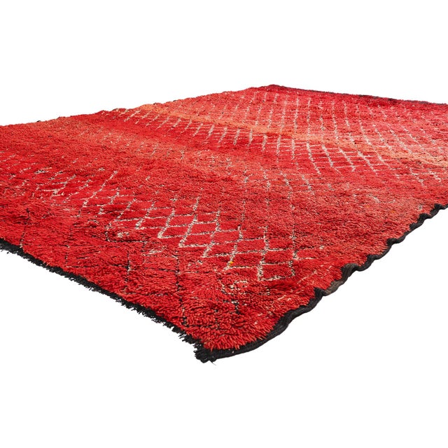 21883 Vintage Beni M'Guild Moroccan Rug, 06'10 x 09'11. The Scarlet Continuum: A Vintage Beni M'Guild Moroccan Masterpiece...