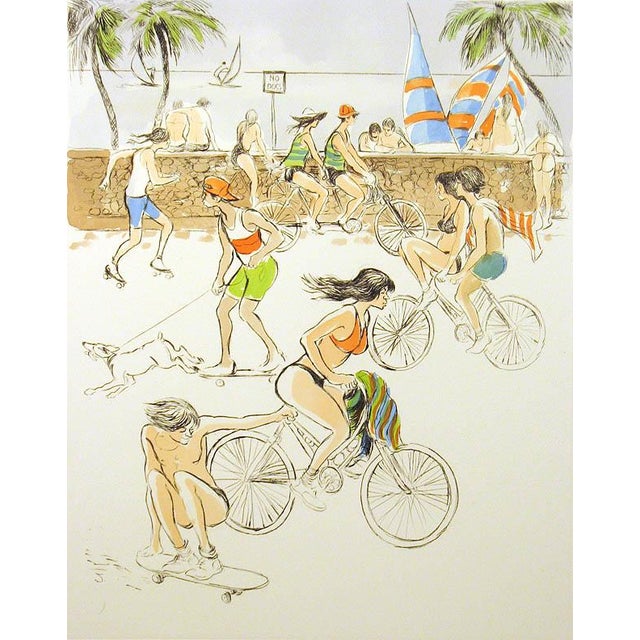 "Spring Break" by William Papas Hand signed, titled & numbered by the artist Hand Colored Drypoint Etching Hand signed by...