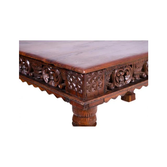 Wood Hand-Carved Wooden Desk For Sale - Image 7 of 9
