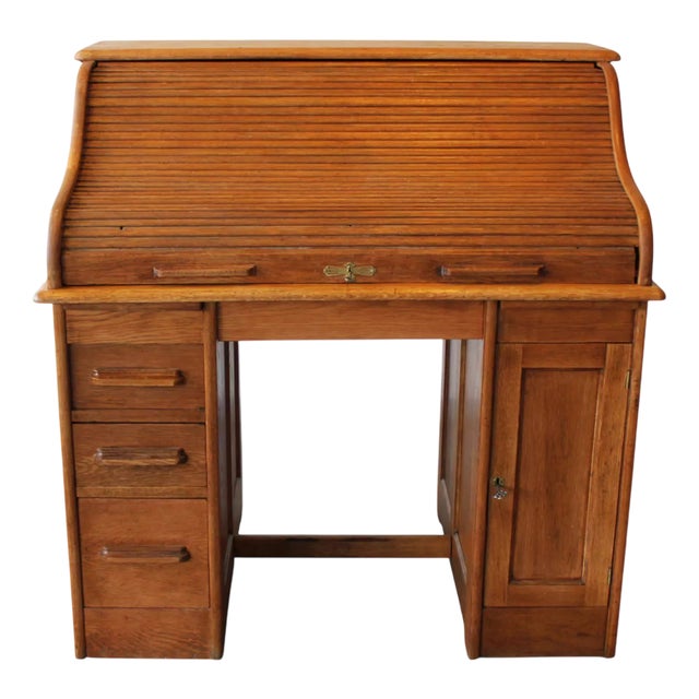 American Desk in Light Oak, Late 19th Century For Sale