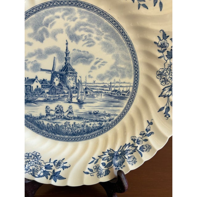 Ceramic Johnson Brothers Tulip Time Blue & White Dinner Plate For Sale - Image 7 of 10