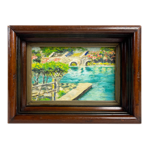 Small Vintage Coastal Painting Framed