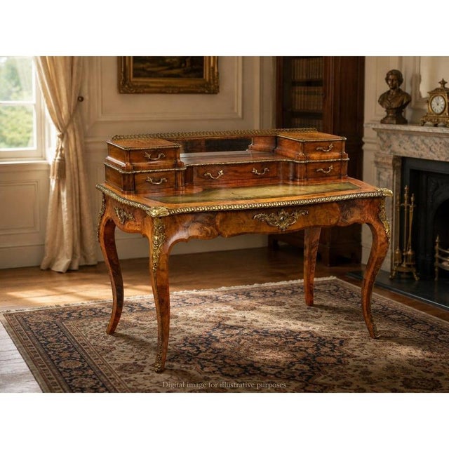 Victorian Burr Walnut Writing Table, 1860s For Sale - Image 16 of 17