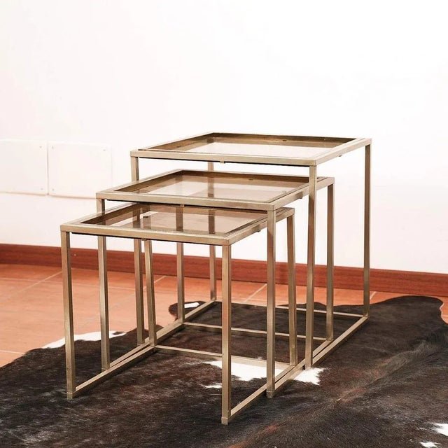 Metal Vintage Nesting Tables, 1970s, Set of 3 For Sale - Image 7 of 7