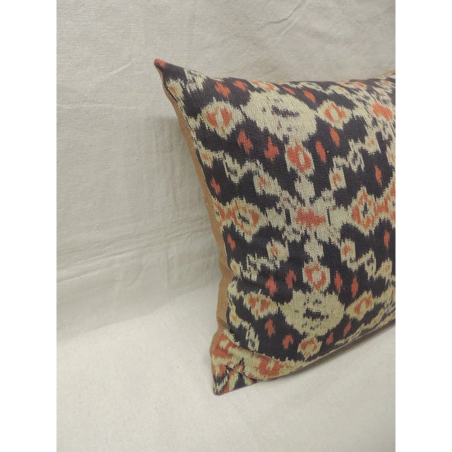 Vintage Orange and Black Square Batik Decorative Pillows - a Pair For Sale - Image 4 of 4