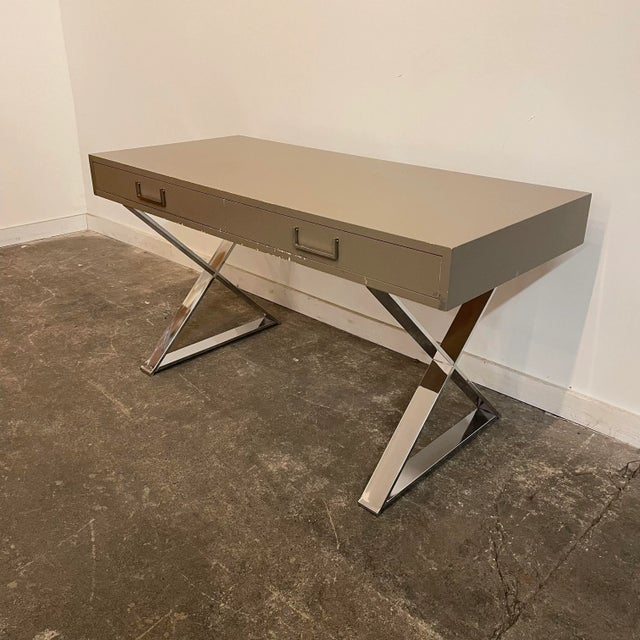 Postmodern 1980s Postmodern Chrome X Base Desk For Sale - Image 3 of 13