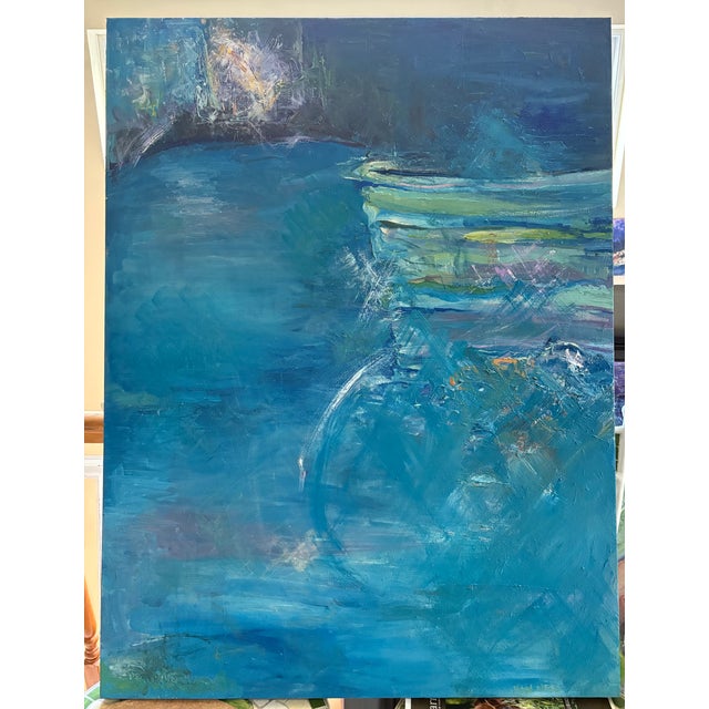 Blue "The Grotto", Original Oil Painting, Abstract Art For Sale - Image 8 of 13