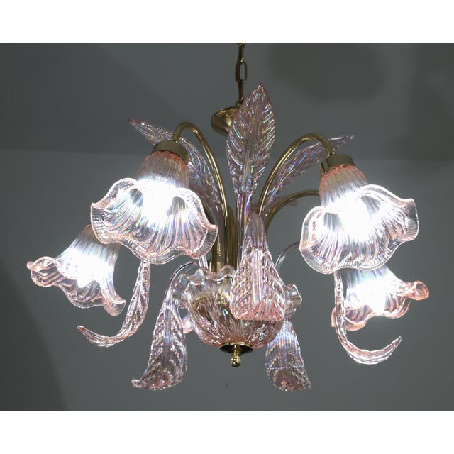 Liz Taylor, Iridiscent Pink Murano Glass Chandelier, 1980s For Sale - Image 13 of 18